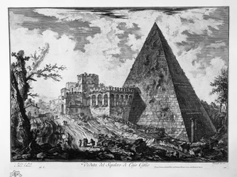 Veduta van het graf van Cajo Cestio